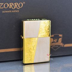 Bật Lửa Zorro Vân Xước Kẻ Chéo Hoa Văn Venetian Mạ Vàng Z91770