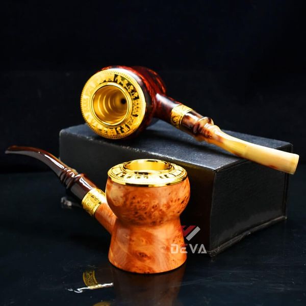 Tẩu hút Cigar thân gỗ cán sừng hình trống đồng Đông Sơn TS31