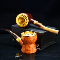 Tẩu hút Cigar thân gỗ cán sừng hình trống đồng Đông Sơn TS31