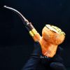 Tẩu hút Cigar thân gỗ cán sừng bầu hình trống đồng Đông Sơn Freesize TS31