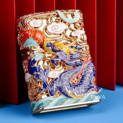 Bật lửa xăng đá Chief bọc lưới hoa văn chủ đề rồng thần CF1355-1356