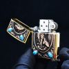 Bật lửa xăng Zorro ốp Emblem chúa sơn lâm gắn ngọc bích Z92175