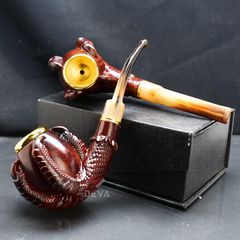 Tẩu Cigar gỗ đàn hương khắc hình vuốt rồng cán sừng Freesize TS19