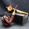 Tẩu Cigar gỗ đàn hương khắc hình vuốt rồng cán sừng Freesize TS19