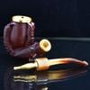Tẩu Cigar gỗ đàn hương khắc hình vuốt rồng cán sừng Freesize TS19