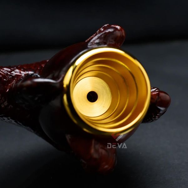 Tẩu Cigar gỗ đàn hương khắc hình vuốt rồng cán sừng Freesize TS19