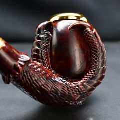 Tẩu Cigar gỗ đàn hương khắc hình vuốt rồng cán sừng Freesize TS19