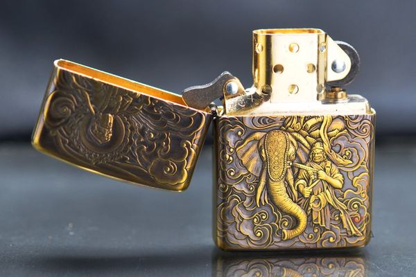 Set Zippo Armor Khắc Phổ Hiền Bồ Tát cưỡi Voi Trắng 6 Ngà ZD69