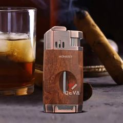 Bật lửa Honest khò 2 tia kèm dao cắt chữ V cho Cigar BCZ 834
