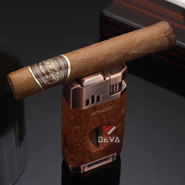 Bật lửa Honest khò 2 tia kèm dao cắt chữ V cho Cigar BCZ 834