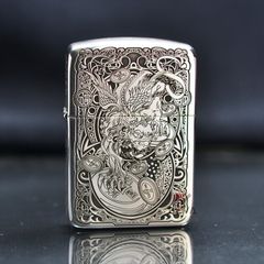 Zippo Bạc Khối Tái Bản 1941 Khắc Kỳ Lân BK38