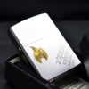 Zippo Mạ Satin Khắc Ngọn Lửa Và Logo Zippo Chéo ZK12
