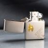 Zippo Mạ Satin Khắc Ngọn Lửa Và Logo Zippo Chéo ZK12