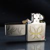 Zippo Satin Khắc Hình Con Bướm Cách Điệu Mạ Vàng Z62