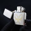 Zippo Satin Khắc Hình Con Bướm Cách Điệu Mạ Vàng Z62