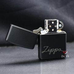 Zippo Sơn Đen Khắc Dòng Chữ Windproof Zippo Z42