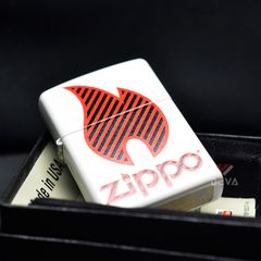Zippo Sơn Trắng In Logo Ngọn Lửa Zippo Motif Z103