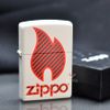 Zippo Sơn Trắng In Logo Ngọn Lửa Zippo Motif Z103