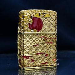 Zippo Bọc Lưới Mạ Vàng Chủ Đề Kỳ Lân Bảo Hộ ZN77