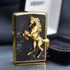 Zippo Ốp Cẩm Thạch Đen Ngựa Nổi Mạ Vàng ZN115