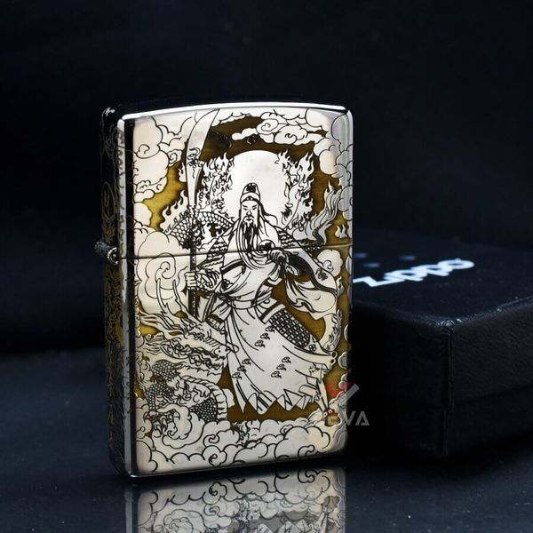 Zippo Khắc Thần Tài Quan Vũ Và Triệu Công Minh ZK25