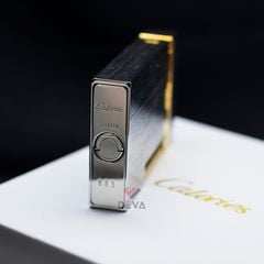 Bật Lửa Xăng Đá Calories Bạc Xước Viền Vàng CL-X02