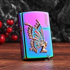 Bật lửa xăng đá Zorro ốp Emblem nàng tiên cánh bướm Z91826