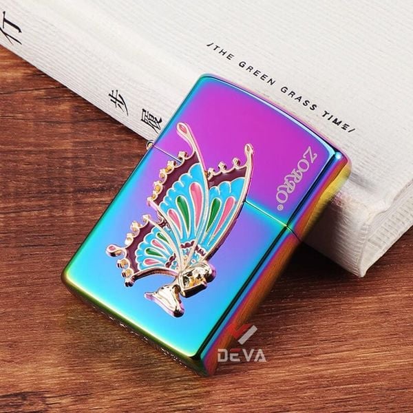 Bật lửa xăng đá Zorro ốp Emblem nàng tiên cánh bướm Z91826