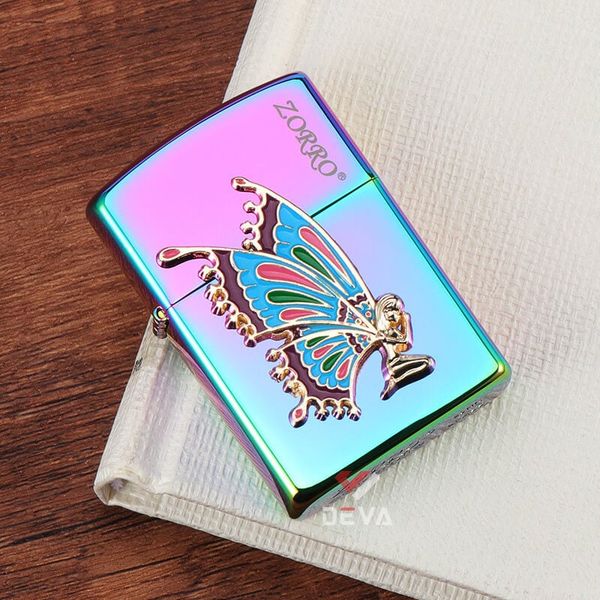 Bật lửa xăng đá Zorro ốp Emblem nàng tiên cánh bướm Z91826