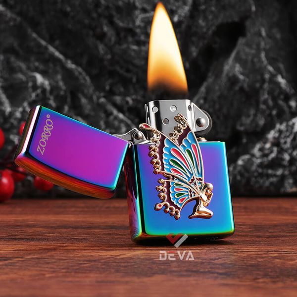 Bật lửa xăng đá Zorro ốp Emblem nàng tiên cánh bướm Z91826