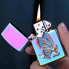 Bật lửa xăng đá Zorro ốp Emblem nàng tiên cánh bướm Z91826