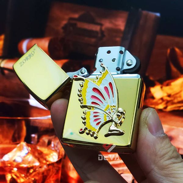Bật lửa xăng đá Zorro ốp Emblem nàng tiên cánh bướm Z91826