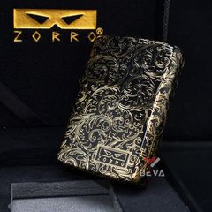 Bật lửa xăng đá Zorro hoa văn cổ điển mạ vàng bản giới hạn Z2-1079