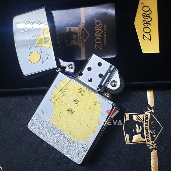 Bật lửa xăng Zorro khắc hình thuyền buồm cổ bản giới hạn Z92138