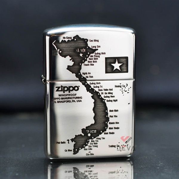 Zippo Bạc Khối Armor Khắc Bản Đồ Việt Nam BK81