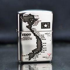 Zippo Bạc Khối Armor Khắc Bản Đồ Việt Nam BK81