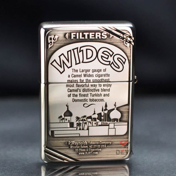 Zippo Bạc Khối Chặt Góc Khắc Chủ Đề Camel BK77