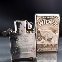 Zippo Bạc Khối Chặt Góc Khắc Chủ Đề Camel BK77