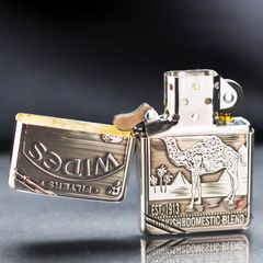Zippo Bạc Khối Chặt Góc Khắc Chủ Đề Camel BK77