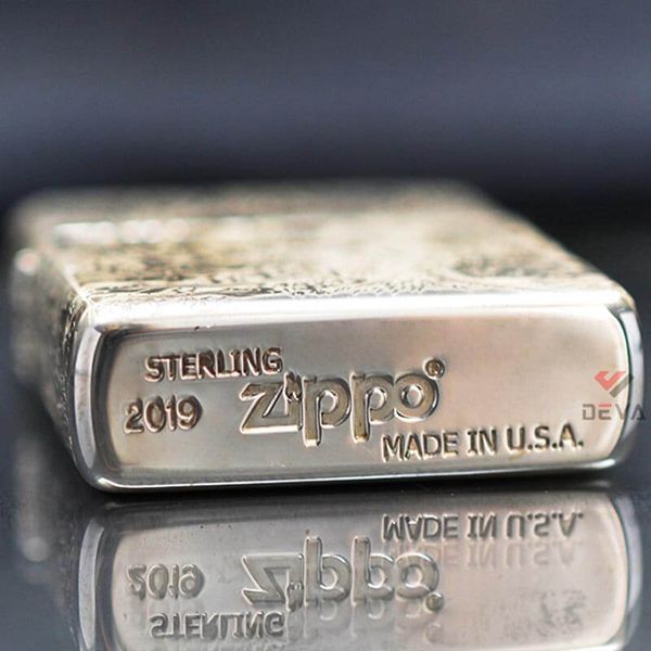 Zippo Bạc Khối Khắc Hình Phượng Hoàng Hồi Sinh BK22