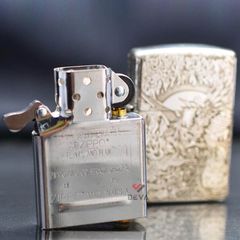 Zippo Bạc Khối Khắc Hình Phượng Hoàng Hồi Sinh BK22