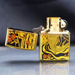 Zippo Gắn Tranh Ukiyo-e Cá Chép Trong Đầm Nước ZN217