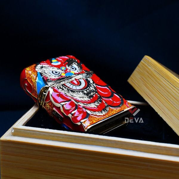 Zippo Vỏ Dày Chủ Đề Múa Lân Sư Rồng Cầu Tài Lộc ZN72