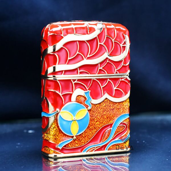 Zippo Vỏ Dày Chủ Đề Múa Lân Sư Rồng Cầu Tài Lộc ZN72