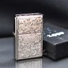 Zippo 2 Mộc Đáy Bottom Up Hoa Văn Silver Plate Titanium Coating ZN159