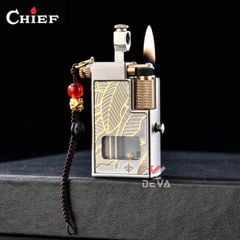 Bật lửa xăng đá chính hãng Chief có móc treo bình xăng lộ thiên kèm chốt bơm CF706