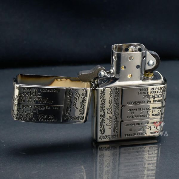 Zippo Ốp Lệch Emblem Mộc Đáy Zippo Qua Các Thời Kỳ ZN83