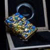 Zippo Ốp Nổi Cá Chép Đầm Sen Mạ Vàng Đính Lam Ngọc ZN90