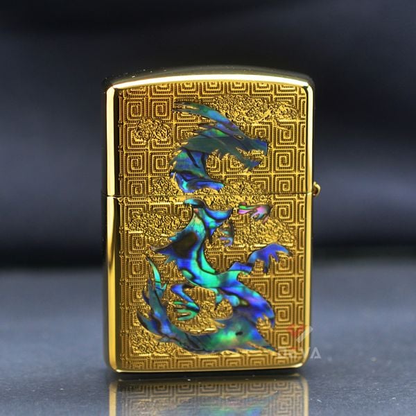 Zippo Armor Mạ Titanium Vàng Vảy Rồng Hỏa Long Châu ZN87