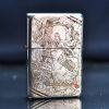 Zippo Bạc Khối Tái Bản 1937 Vintage Chặt Góc Khắc Hình Quan Vũ BK31